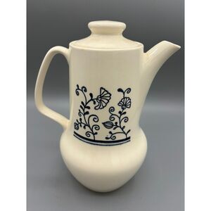 Vintage Homer Laughlin Ironstone Coffee Pot Sheffield Provincial Blue with Lid